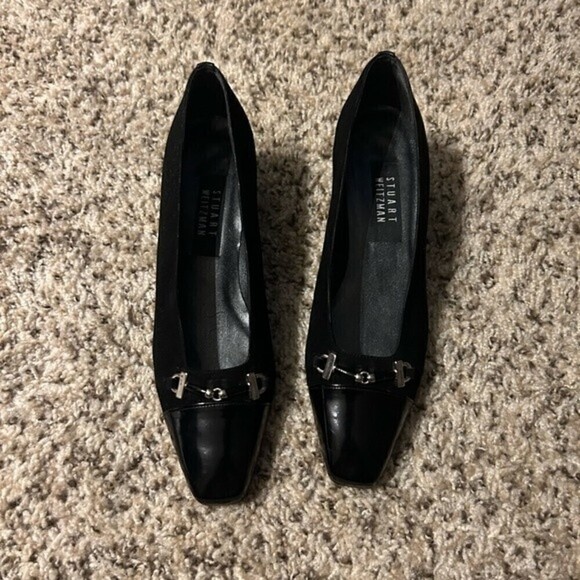 Stuart Weitzman Black Heels with Silver Accents - Picture 2 of 10